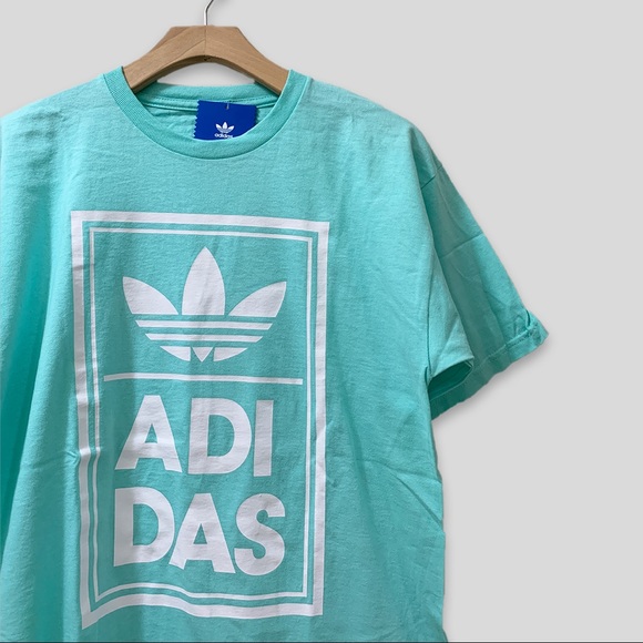 Adidas Originals Box Stack Logo Celadon T-Shirt - Teal - Picture 3 of 5